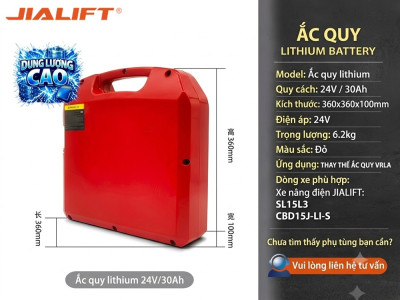 Pin Lithium Xe Nâng Tay Jialift SL15L3 24V30Ah