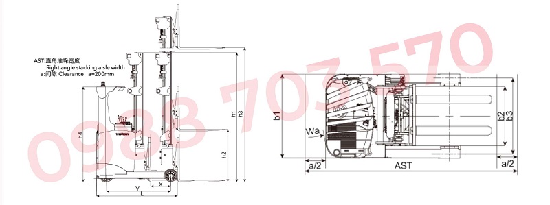 thiết kế xe nâng điện reach truck 2.5 tấn