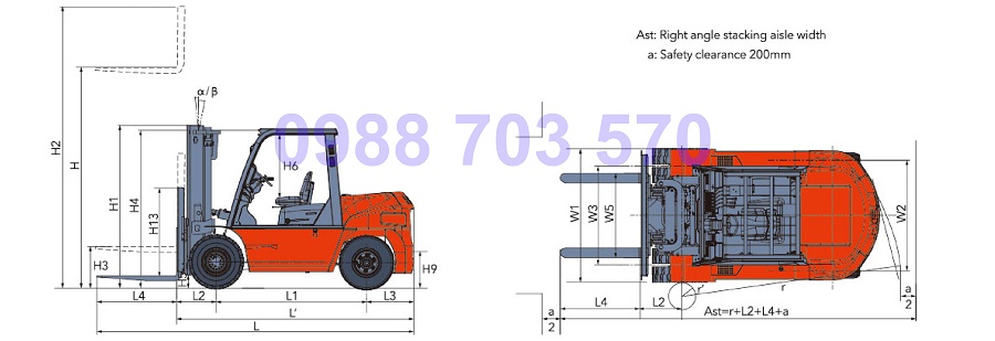 thông số kỹ thuật xe nâng heli 8 tấn CPCD80