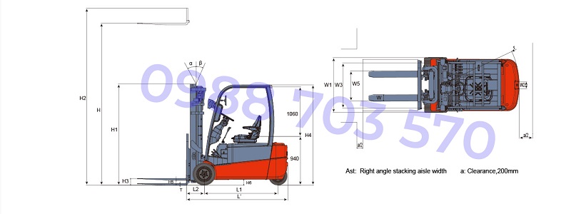 thiết kế xe nâng điện 3 bánh ngồi lái CPD15161820SQ