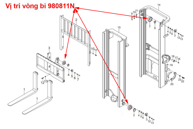 Vị TRí Lắp Đặt Vòng Bi 980811NT