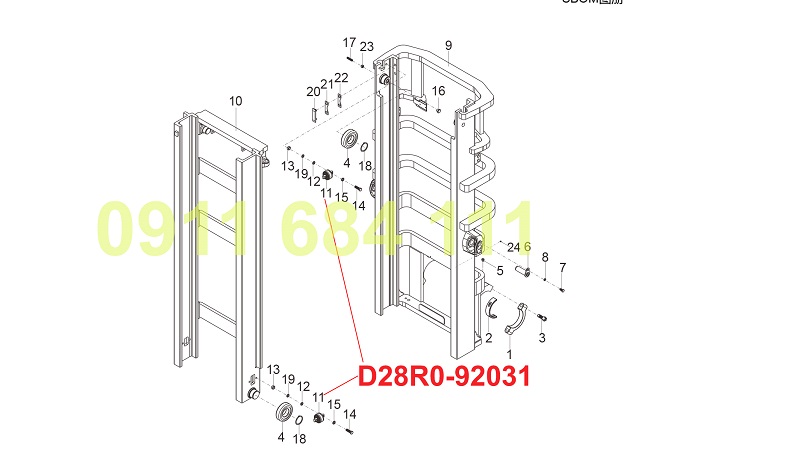 Vị Trí Lắp Đặt con Lăn D28R0-92031