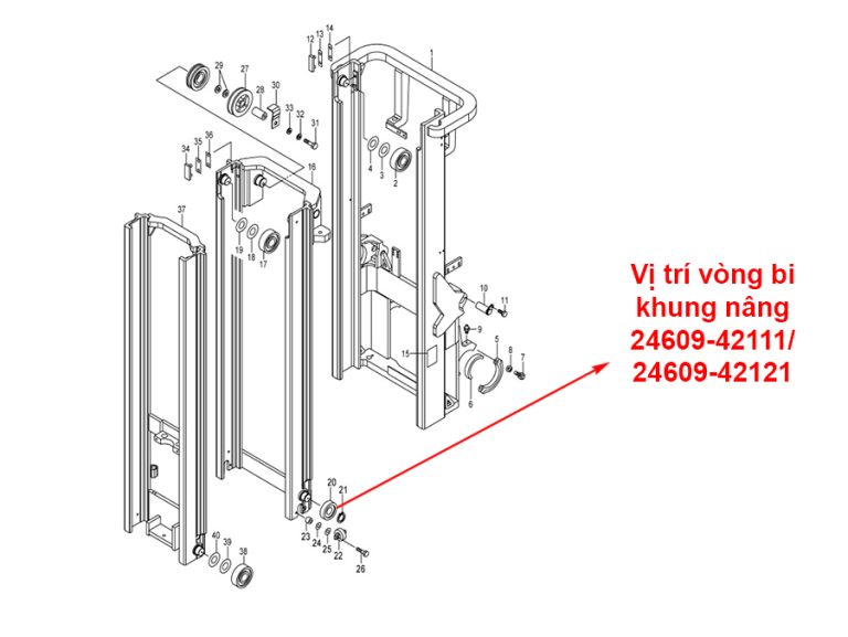 Vị Trí Lắp Đặt Bạc Đạn Khung Nâng 24609-42111, 24609-42121 Vị Trí Lắp Đặt Bạc Đạn Khung Nâng 24609-42111, 24609-42121