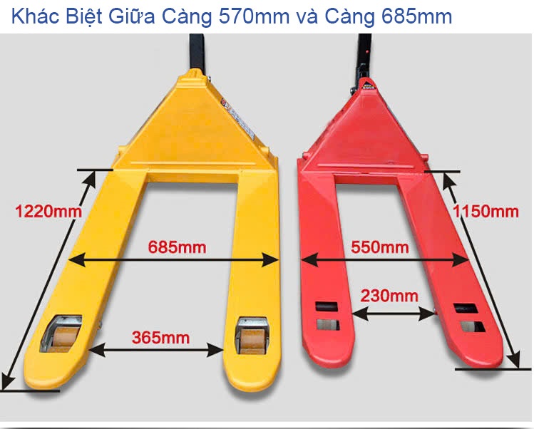 Phân Biệt càng xe nâng 570mm và càng 695mm