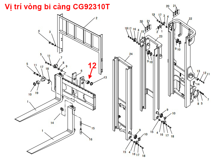Vị trí vòng bi GC92310T-123, D01D8-00301