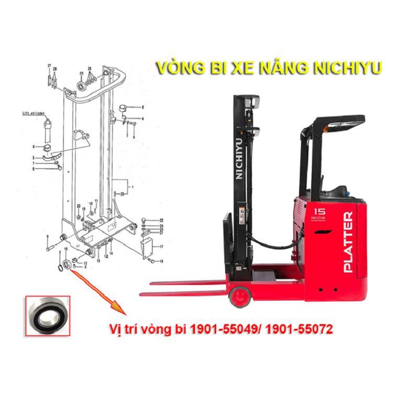 Vị Trí Lắp Đặt Bạc Đạn Xe Nâng 1901-55409 Vị Trí Lắp Đặt Bạc Đạn Xe Nâng 1901-55409