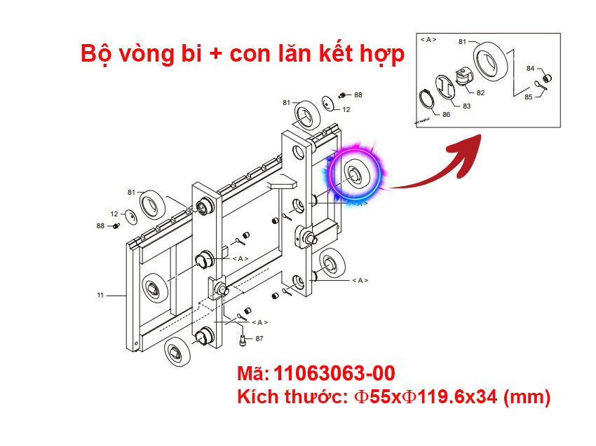 Vị Trí Lắp Đặt Con Lăn Kết Hợp 11063063-00 Vị Trí Lắp Đặt Con Lăn Kết Hợp 11063063-00