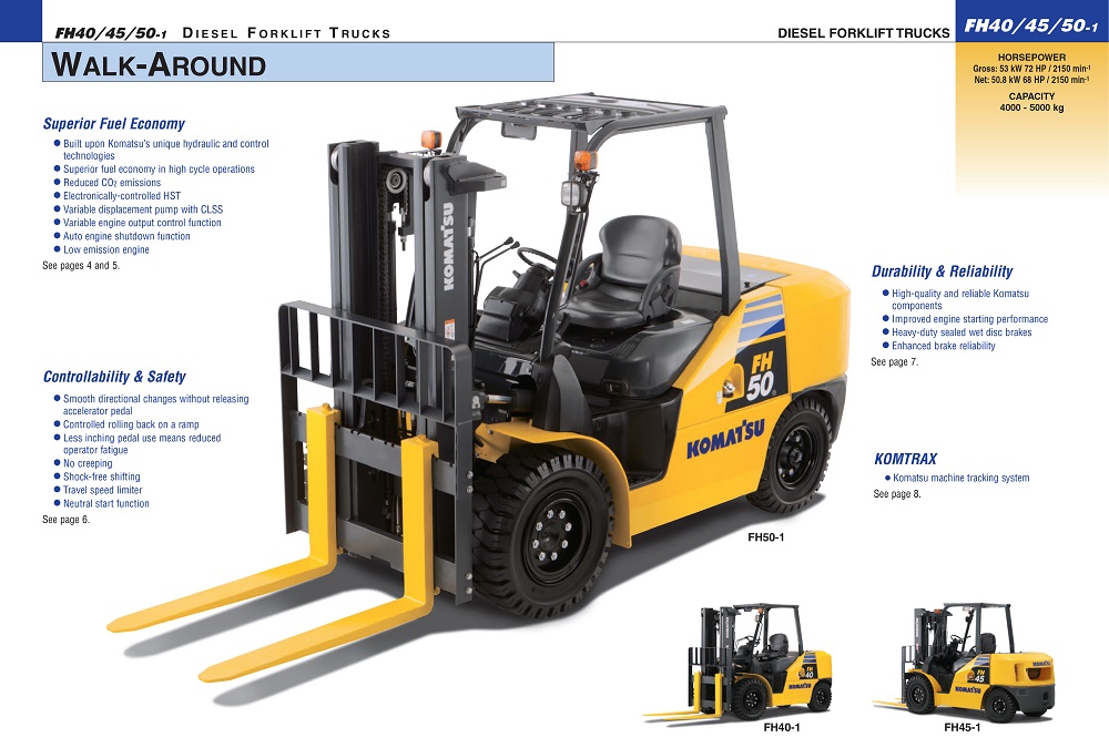 Tính Năng Nổi Bật Xe Nâng Komatsu 4.5 Tấn FH45-1